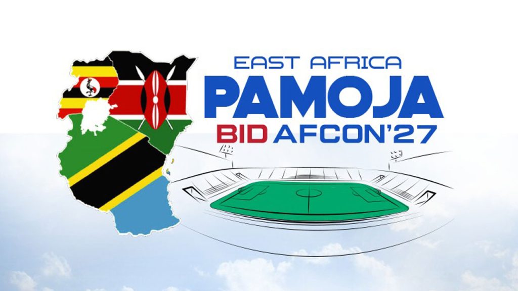 The East Africa Pamoja bid artwork, with member flags and map.
