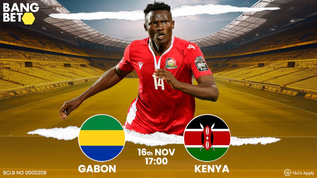 Michael Olunga on artwork with Gabon and Kenya Flag