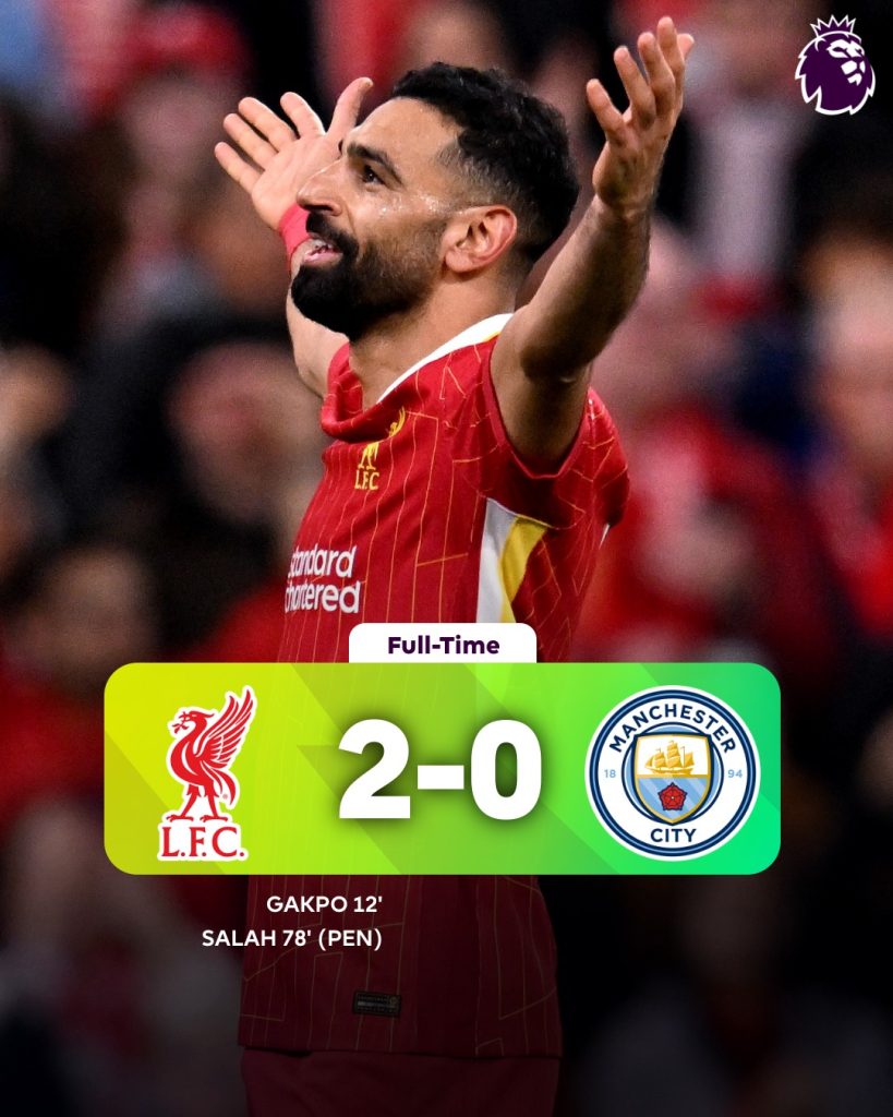 Liverpool Beats Manchester City 2-0