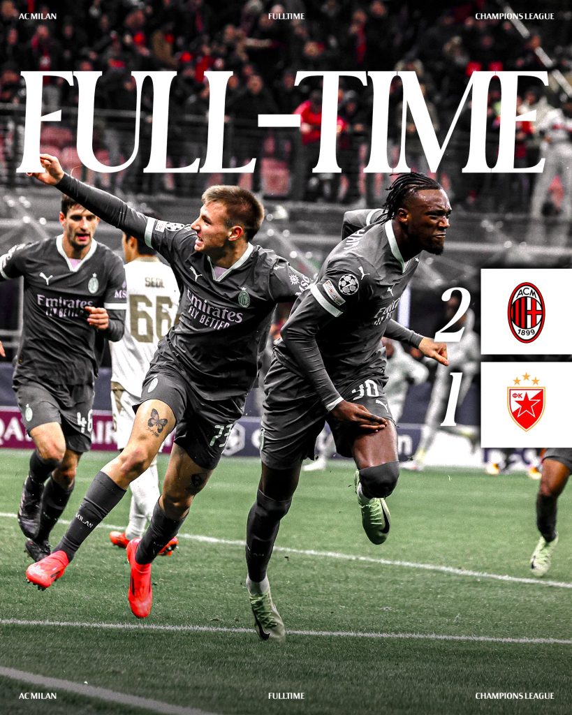 Milan Triumphs 2-1 Against Crvena Zvezda