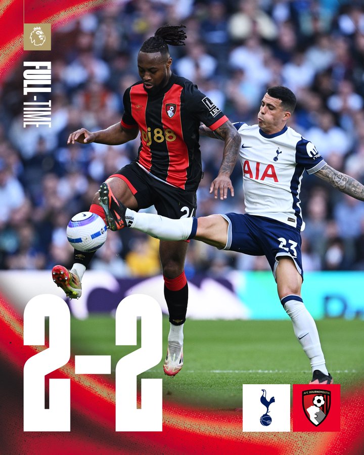 Bournemouth Blow Lead as Spurs Steal a Point
